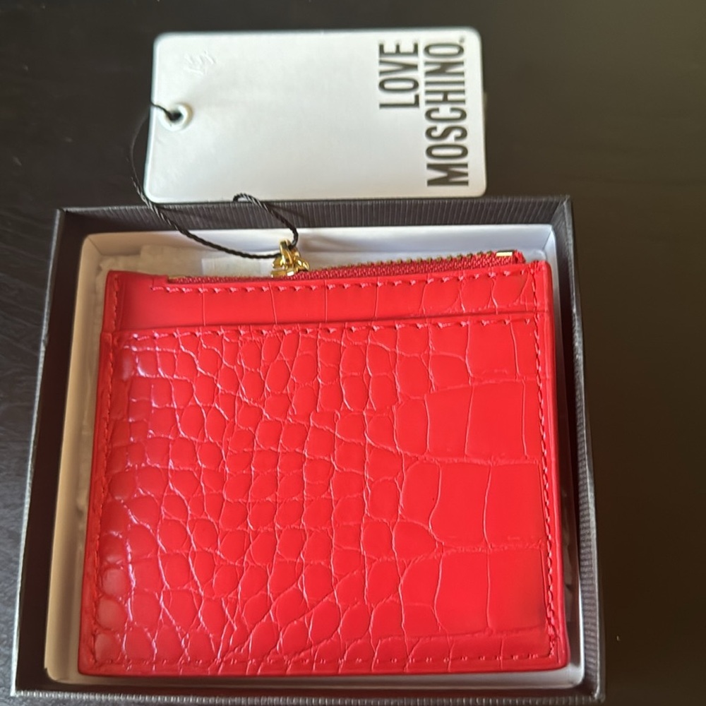 Love Moschino Red Croc Card Holder - Picture 2 of 4